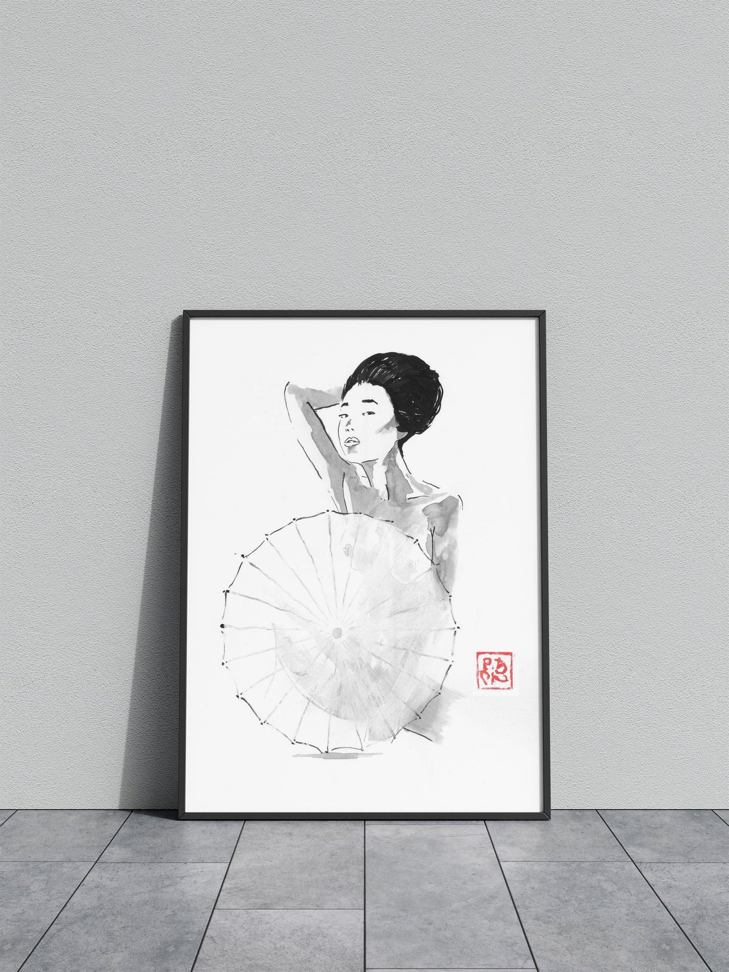 nude dehind umbrella Asian Style Poster | Wall Art for Home & Office | High-Quality Print