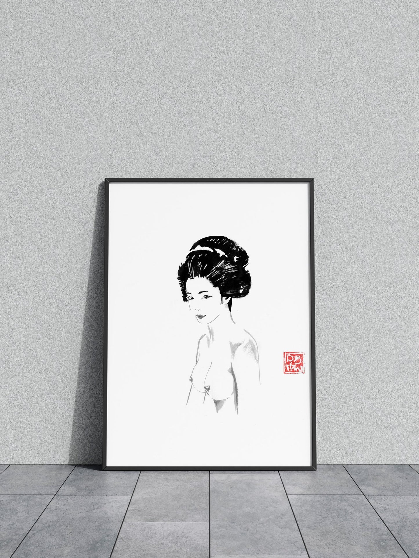 nude geisha simple Asian Style Poster | Wall Art for Home & Office | High-Quality Print - High-Quality Premium Wall Art Decor Sticker
