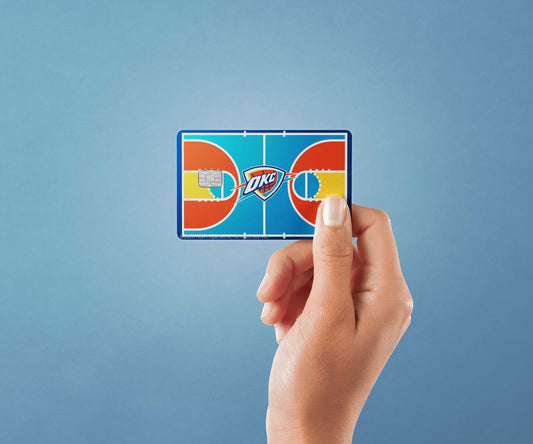 Watercolor oklahoma city thunder courtside design | credit card sticker | small chip | credit card skin for nursery and home wall decor.