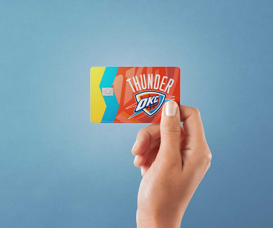 Watercolor oklahoma city thunder crossover design | credit card sticker | small chip | credit card skin for nursery and home wall decor.