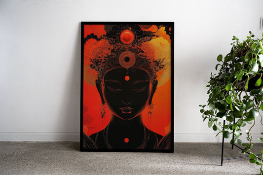 orange and black buddha Asian Style Poster | Wall Art for Home & Office | High-Quality Print - High-Quality Premium Wall Art Decor Sticker