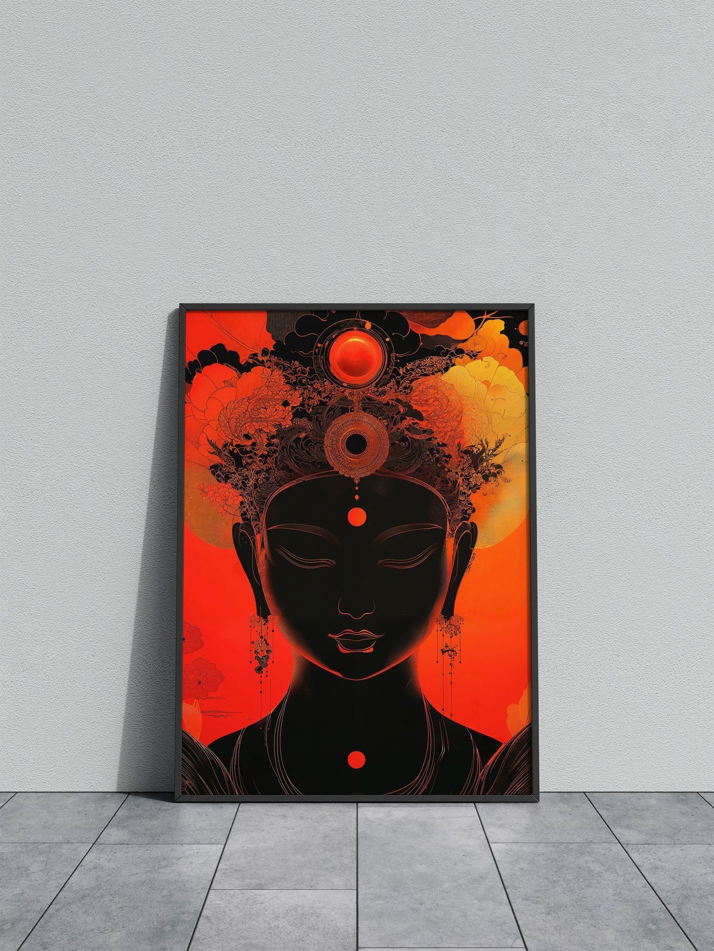orange and black buddha Asian Style Poster | Wall Art for Home & Office | High-Quality Print