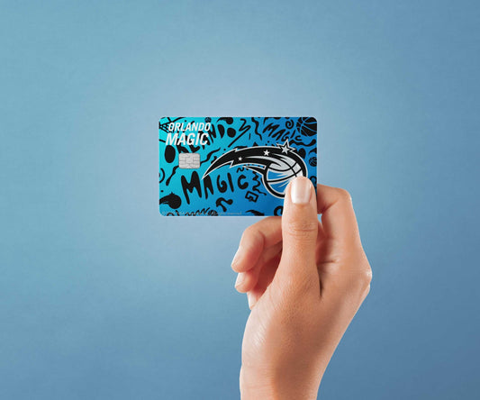 Watercolor orlando magic team mural design | credit card sticker | small chip | credit card skin for nursery and home wall decor.