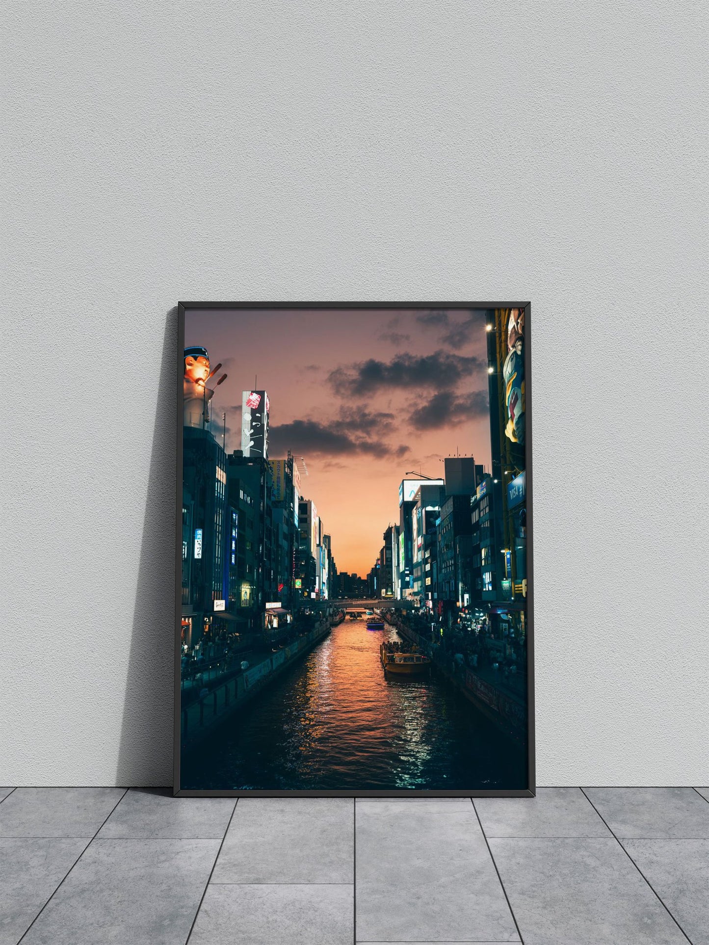 osaka Japanese City Canal at Dusk Asian Styl e Poster | Wall Art for Home & Office | High-Quality Print