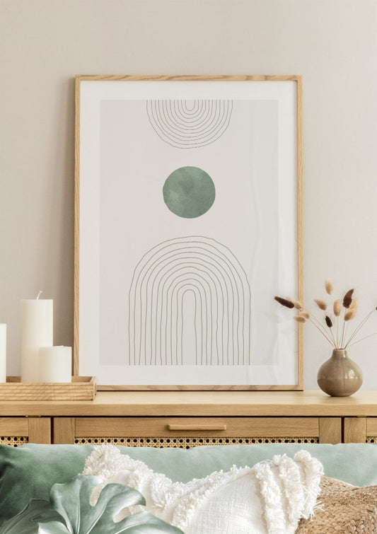 Watercolor green arch illustration no2 poster for nursery and home wall decor.