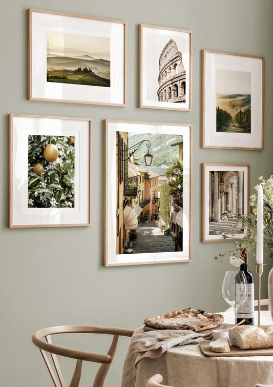 Watercolor vineyard poster for nursery and home wall decor.
