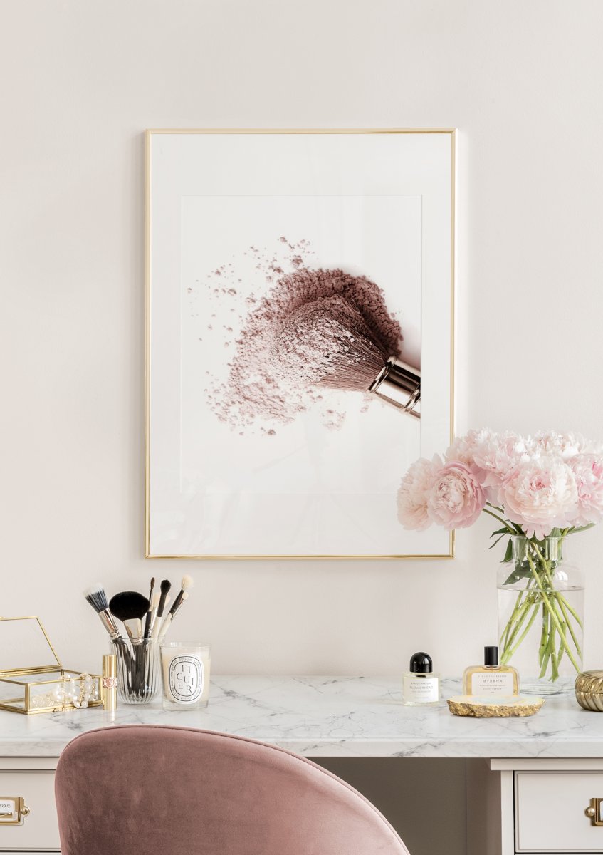 Watercolor makeup brush poster for nursery and home wall decor.