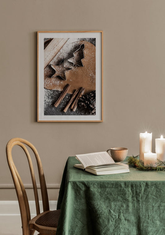 Watercolor gingerbread poster for nursery and home wall decor.