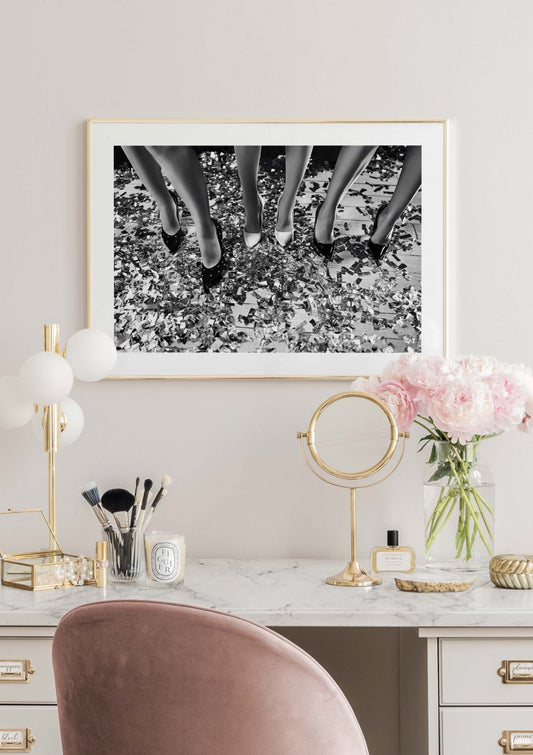 Watercolor girls celebrating poster for nursery and home wall decor.
