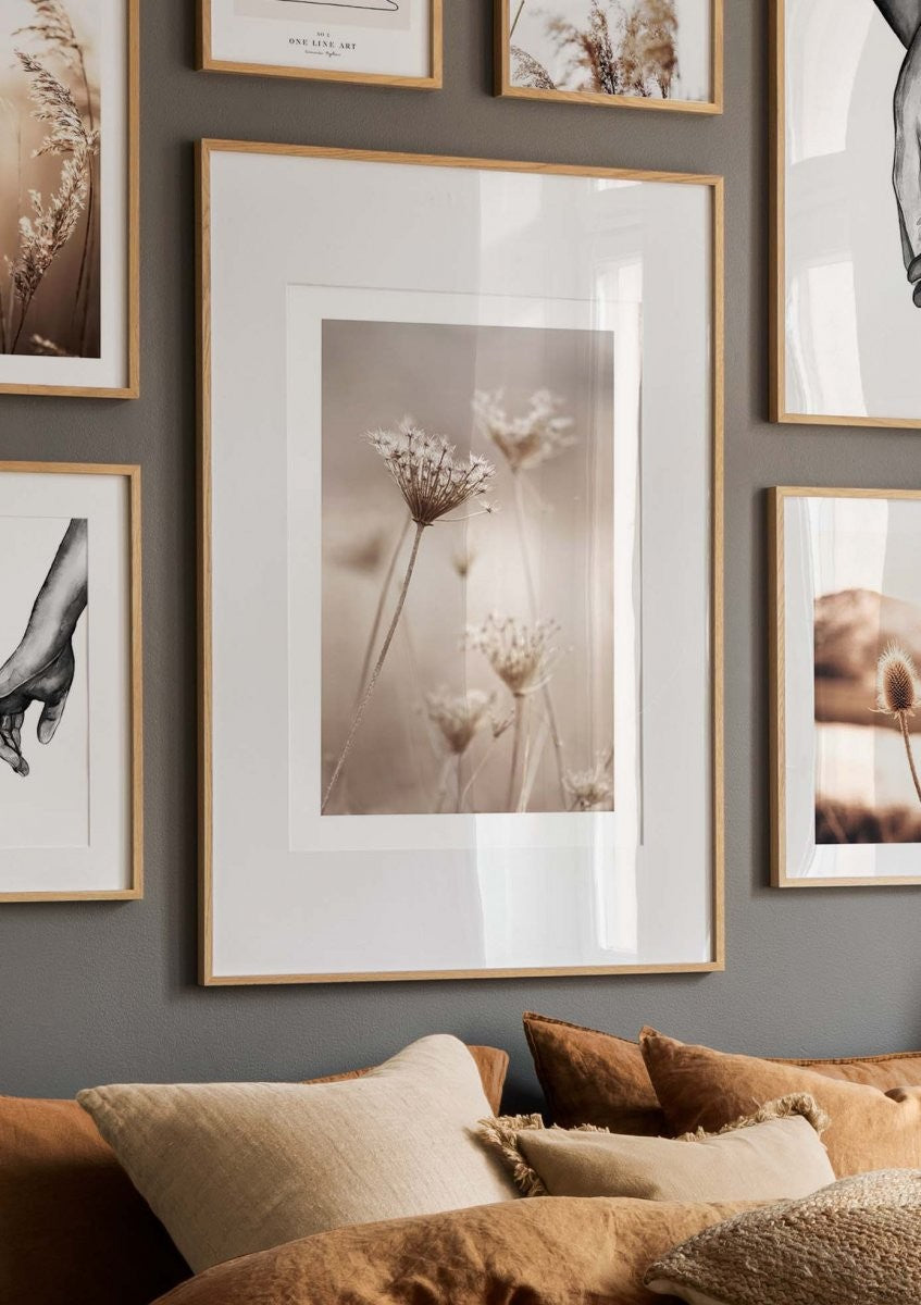 Watercolor dry flowers poster for nursery and home wall decor.