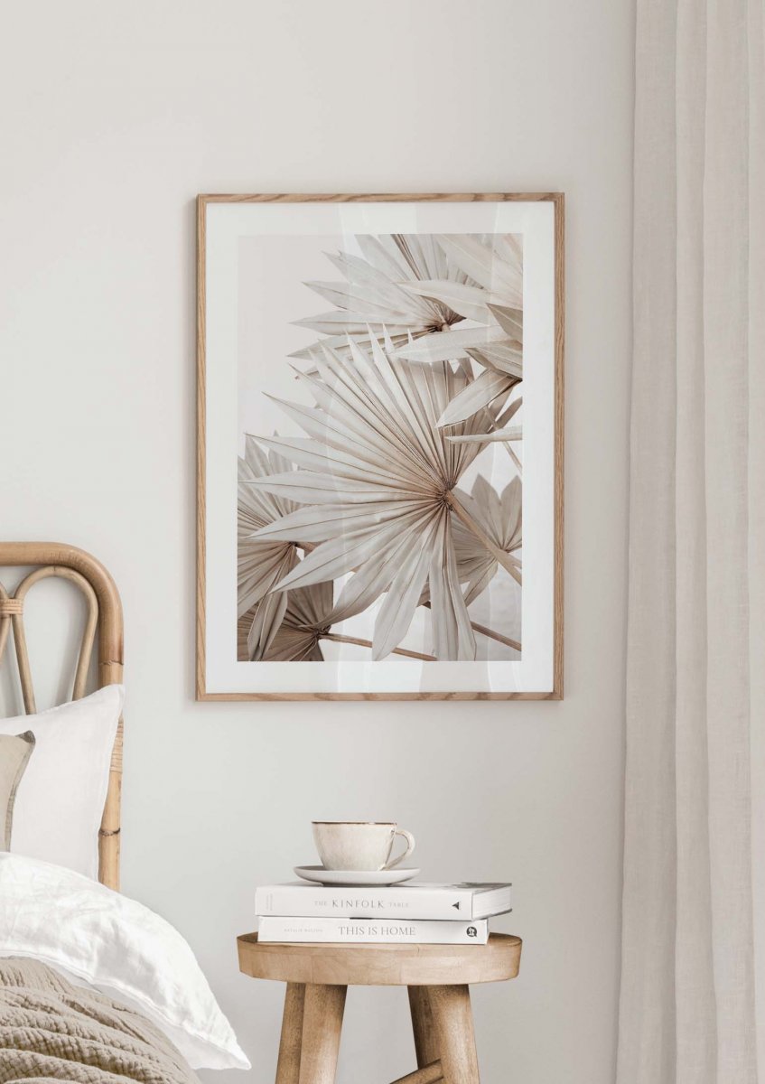 Watercolor beige palm no1 poster for nursery and home wall decor.