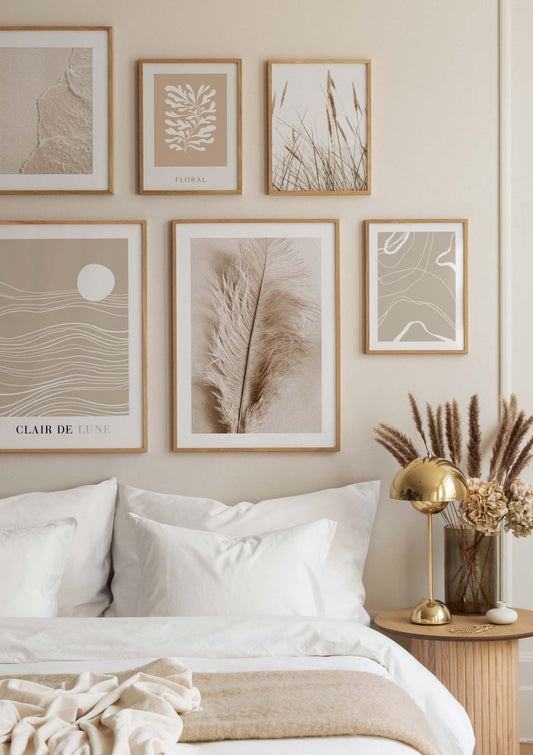 Watercolor swaying reeds poster for nursery and home wall decor.