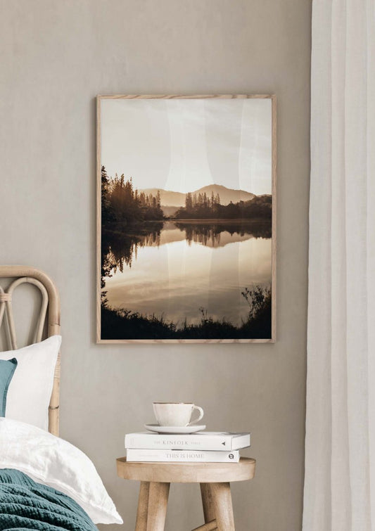 Misty Morning Lake Poster