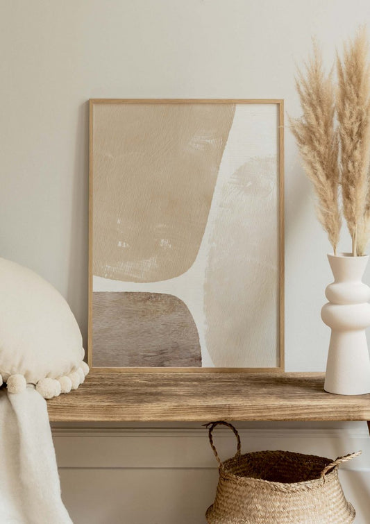 Watercolor beige colour fields poster for nursery and home wall decor.