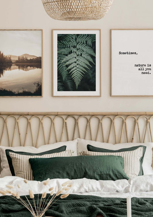 Watercolor wild fern poster for nursery and home wall decor.