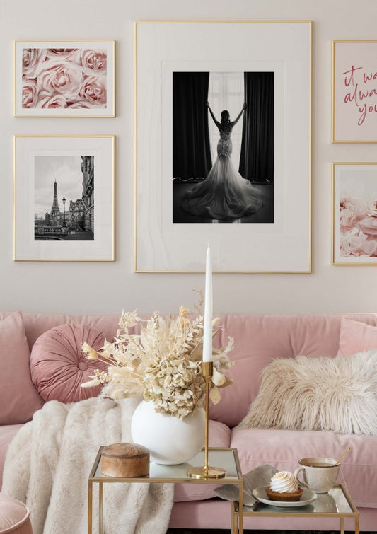 Watercolor paris street view poster for nursery and home wall decor.