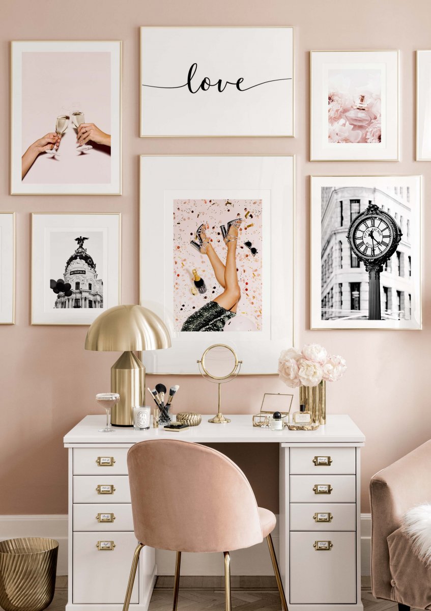 Watercolor champagne toast poster for nursery and home wall decor.