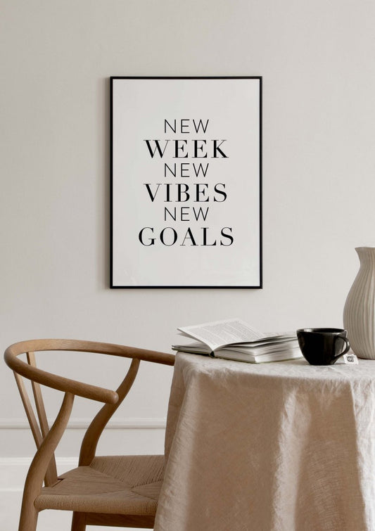 Watercolor new goals poster for nursery and home wall decor.
