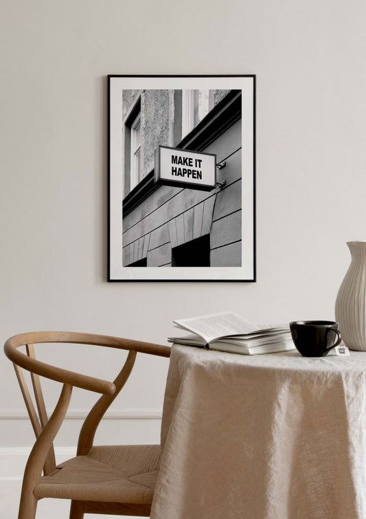 Watercolor make it happen poster for nursery and home wall decor.