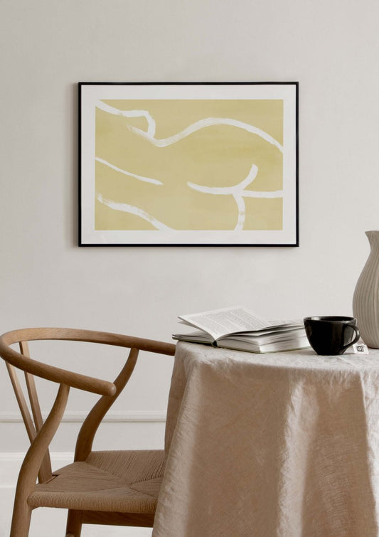 Watercolor yellow pose no2 poster for nursery and home wall decor.