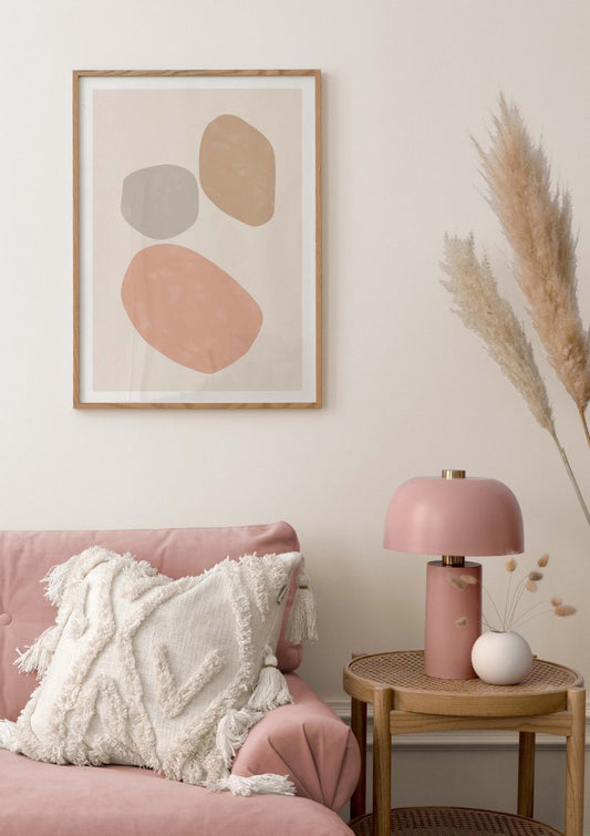 Watercolor pink and beige abstract no2 poster for nursery and home wall decor.