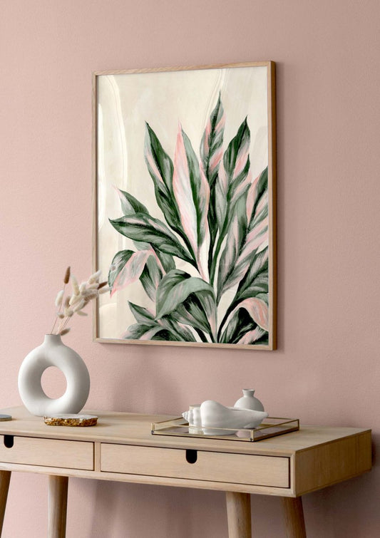 Watercolor acrylic plant poster for nursery and home wall decor.