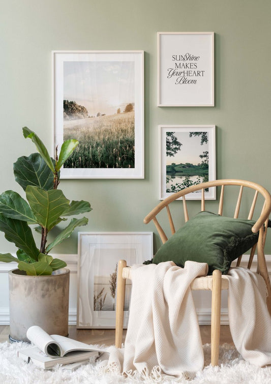 Watercolor sunshine makes your heart bloom poster for nursery and home wall decor.