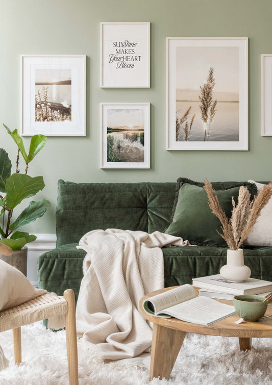 Watercolor calm reeds poster for nursery and home wall decor.