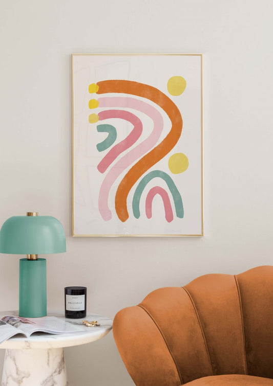Watercolor colour splash abstract poster for nursery and home wall decor.