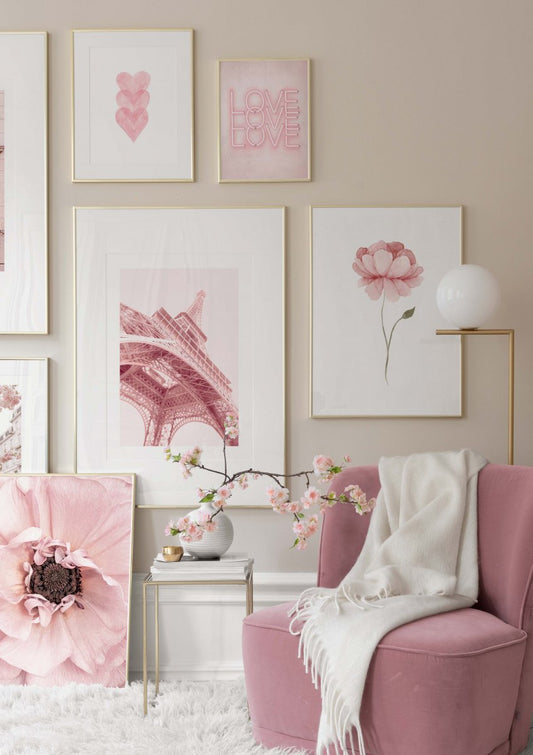 Watercolor love times three poster for nursery and home wall decor.