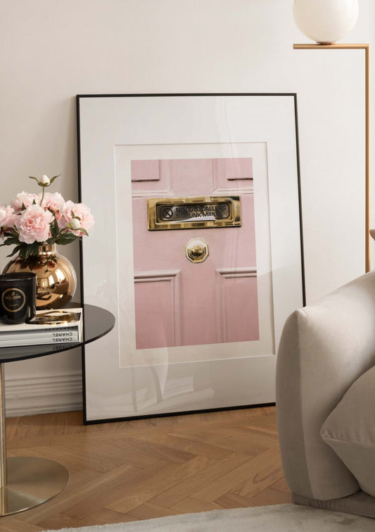 Watercolor gold door sign poster for nursery and home wall decor.