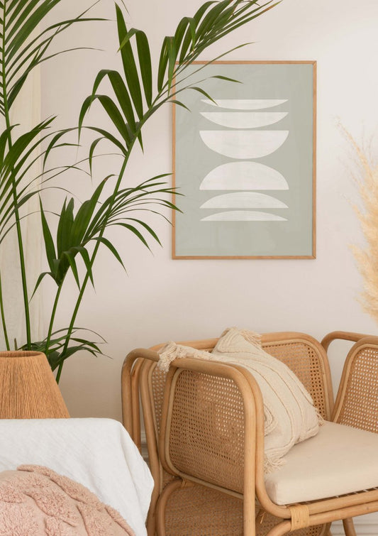 Watercolor graphic pattern green poster for nursery and home wall decor.