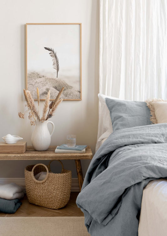 Watercolor beach feather poster for nursery and home wall decor.