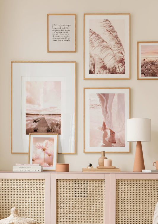 Watercolor reed in breeze poster for nursery and home wall decor.