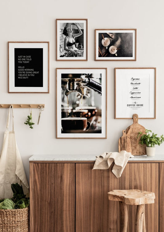 Watercolor freshly brewed espresso poster for nursery and home wall decor.