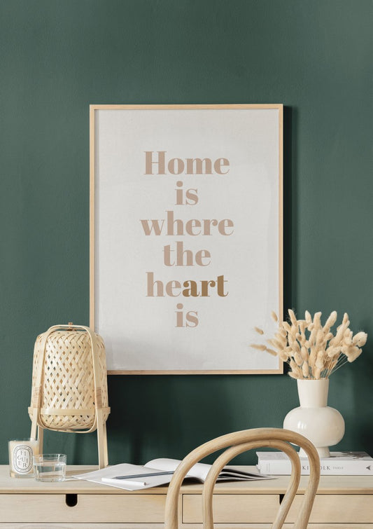 Watercolor where the heart is poster for nursery and home wall decor.