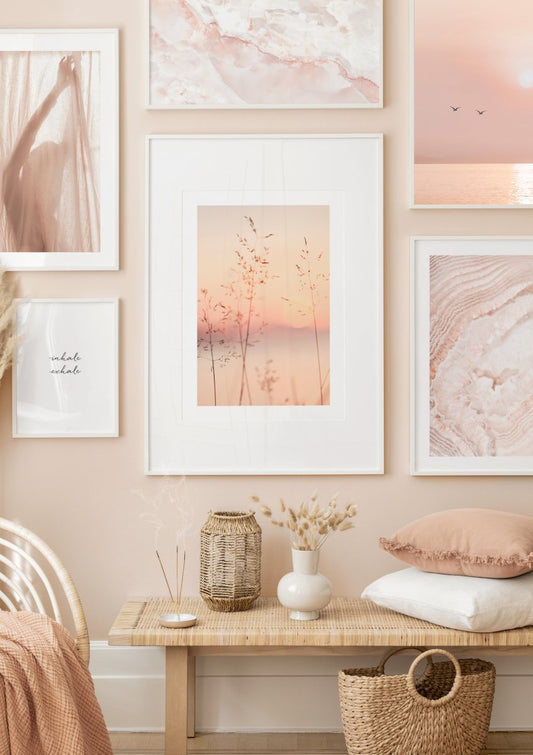 Watercolor silk silhouette poster for nursery and home wall decor.