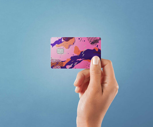 Watercolor paint splash purple and pink design | credit card sticker | small chip | credit card skin for nursery and home wall decor.