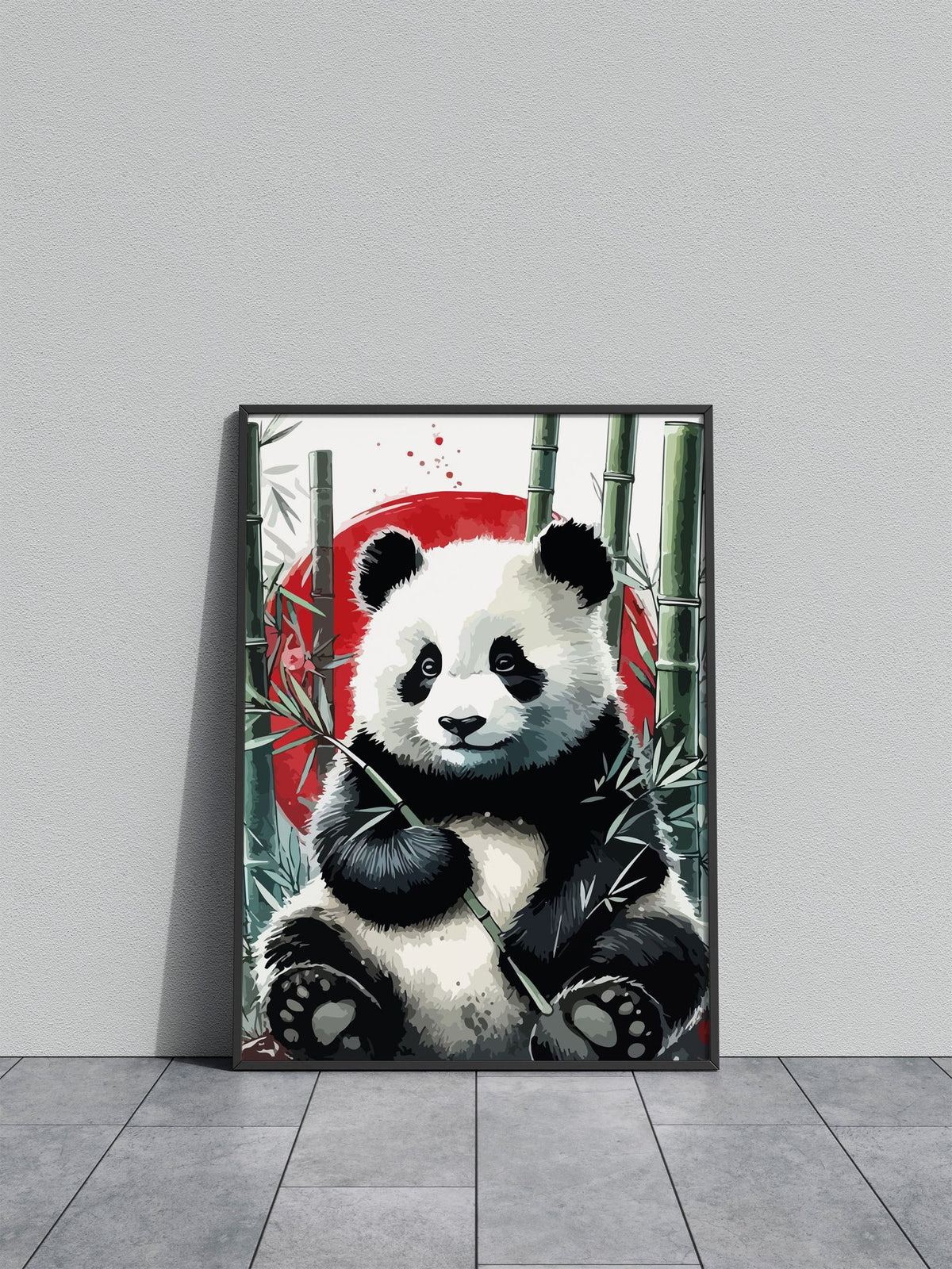 panda is eating Asian Style Poster | Wall Art fo r Home & Office | High-Quality Print - High-Quality Premium Wall Art Decor Sticker