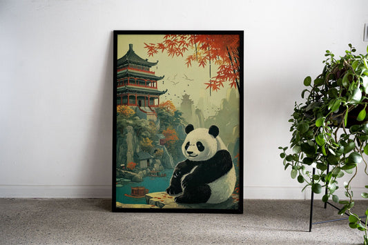 panda japanese landscape Asian Style Poster | Wall Art for Home & Office | High-Quality Print