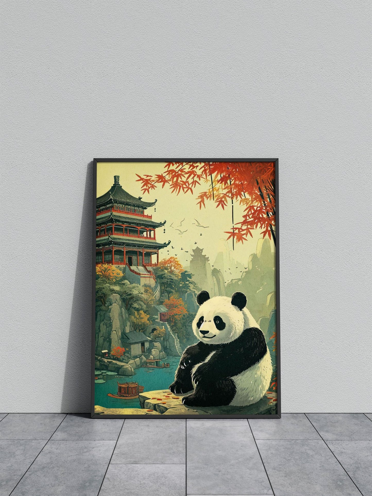 panda japanese landscape Asian Style Poster | Wall Art for Home & Office | High-Quality Print