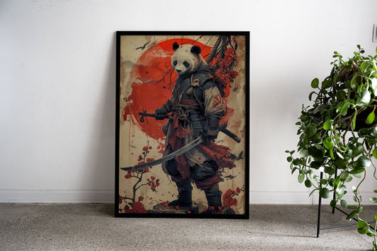 panda moon red japan Asian Style Poster | Wa ll Art for Home & Office | High-Quality Print