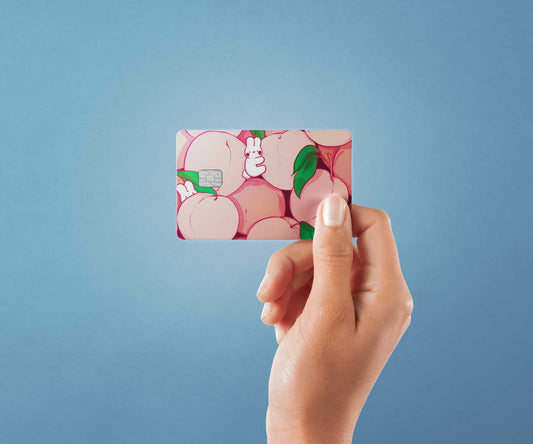 Watercolor peach bunnies design | credit card sticker | small chip | credit card skin for nursery and home wall decor.
