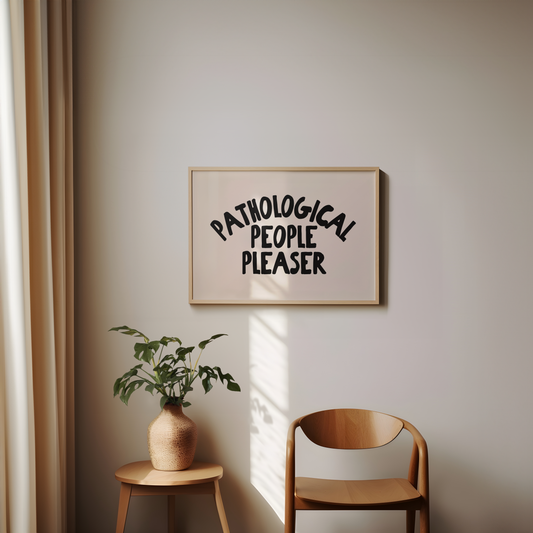 Pathological People Pleaser | Black and Cream | Landscape | Art Print - High-Quality Premium Wall Art Decor Sticker