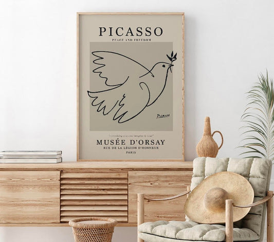 Set of 3 Picasso Posters | Iconic Artist Wall Art | Grey Picasso Print Collection