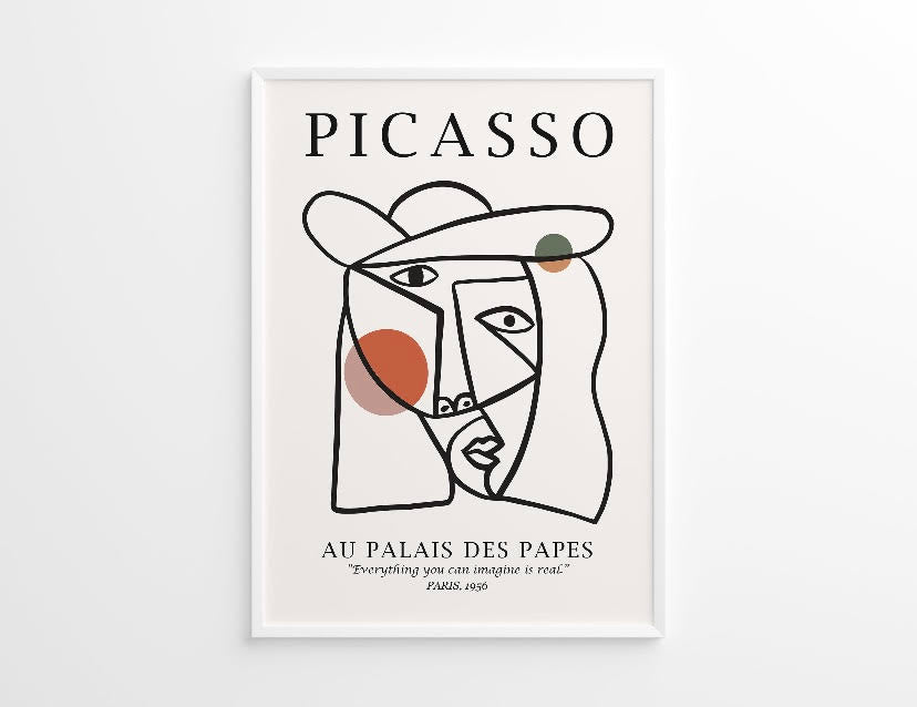 Set of Three Abstract Line Art Prints: Picasso-Inspired Love Theme