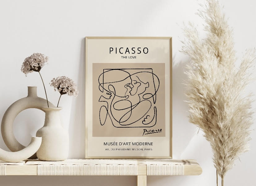 Beige One-Line Print: Picasso's Love