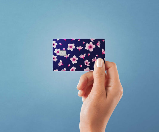 Watercolor pink blossom design | credit card sticker | small chip | credit card skin for nursery and home wall decor.