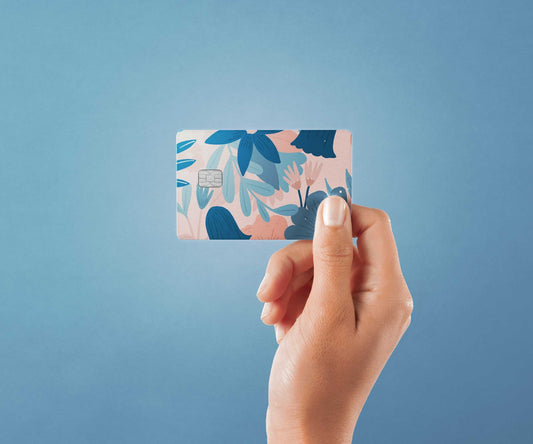 Watercolor pink blue floral design | credit card sticker | small chip | credit card skin for nursery and home wall decor.