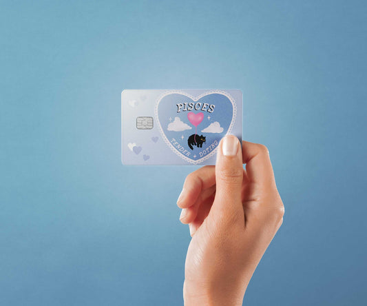 Watercolor pisces cat love design | credit card sticker | small chip | credit card skin for nursery and home wall decor.